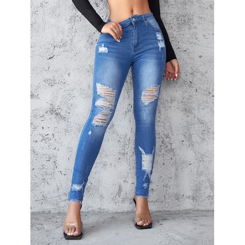 Jeans femme outlet dechire pas cher